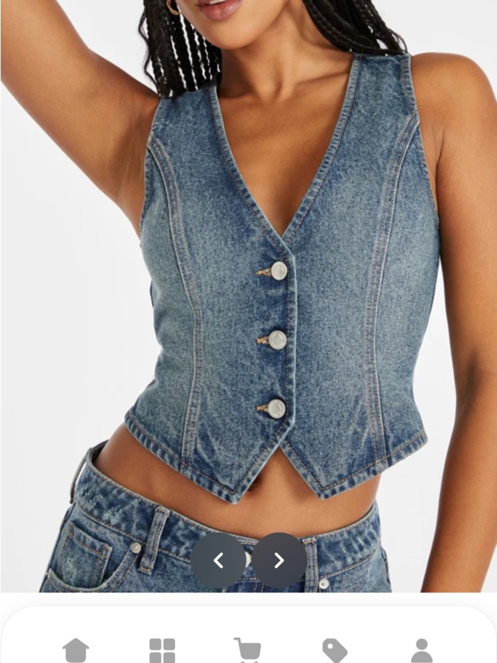 Denim V-Neck Crop Vest
